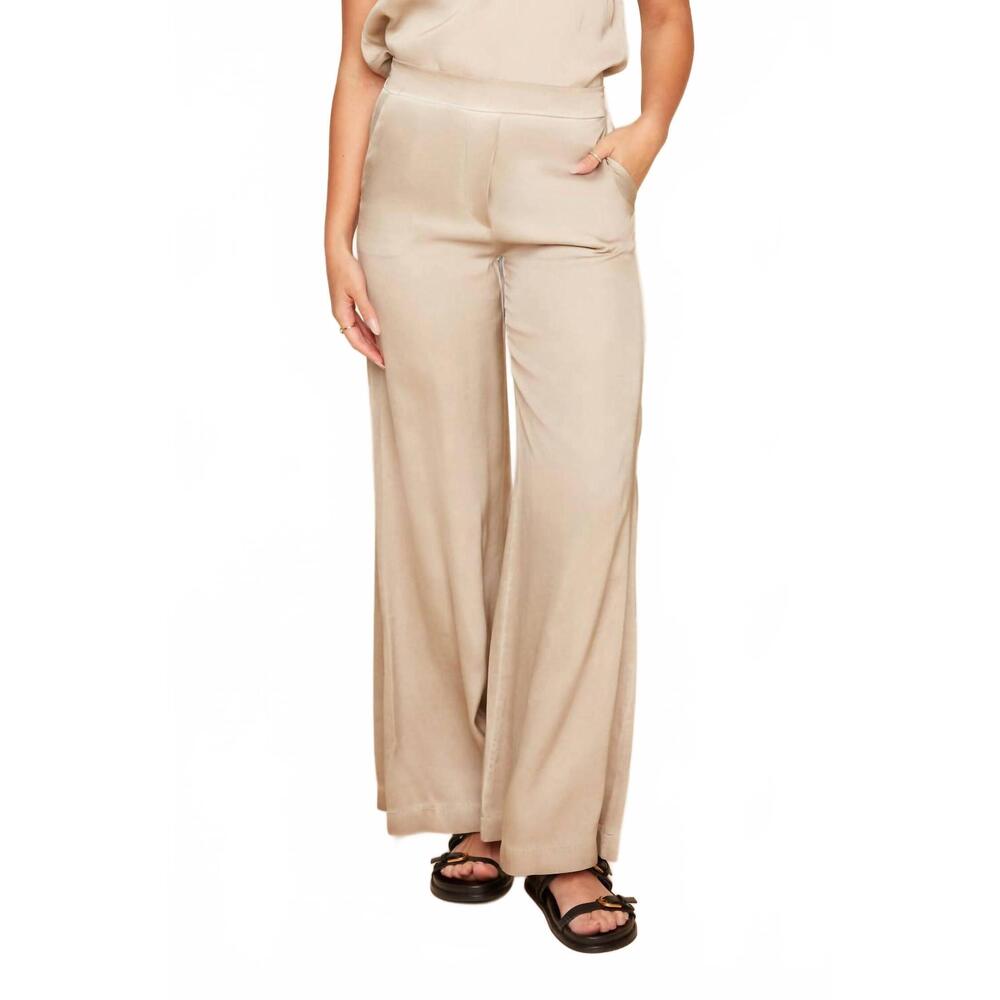 NEW RENUAR touch of glam wide leg satin pants in oyster